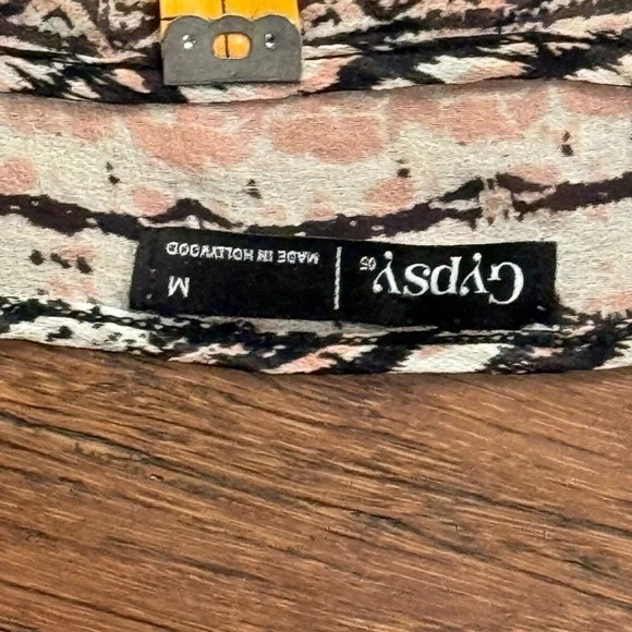 GYPSY sheer Multicolour loose flowy SILK shirt Blouse size Medium - Picture 6 of 7